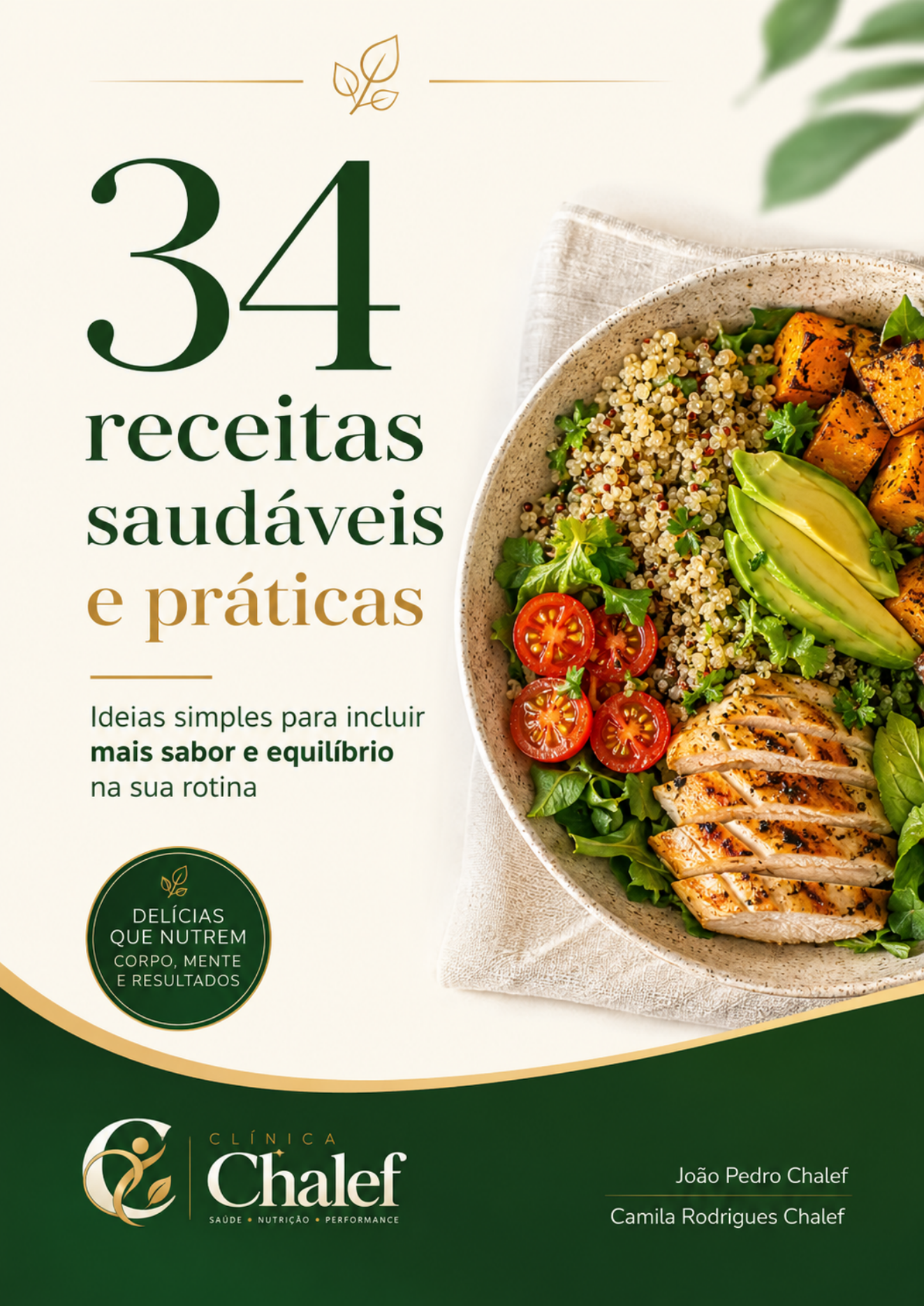 Capa do e-book 34 receitas saudáveis e práticas